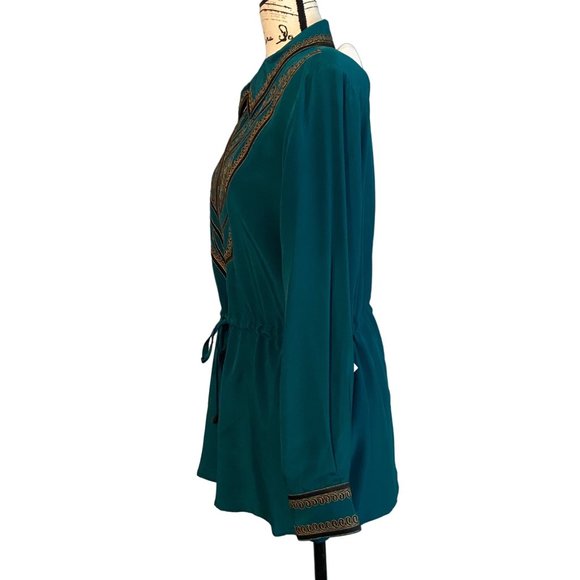 Bob Mackie Wearable Art Silk Jacket Top Tunic Sz Medium Drawstring Zip New Tags - Picture 6 of 13